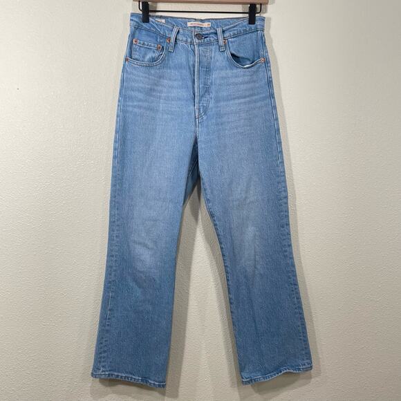 Levi's Denim - Levi's Premium Light Blue Ribcage Crop Boot Denim Jeans Button Fly Size 28 x 27